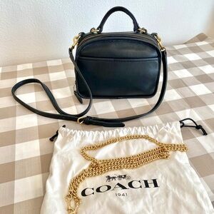 Coach 9991 Black Crossbody Bag with additional Gold Dinky Chain